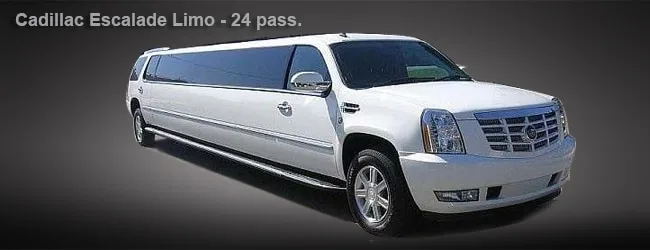 Cadillac Escalade Stretch Limo, available with a chauffeur in Los Angeles