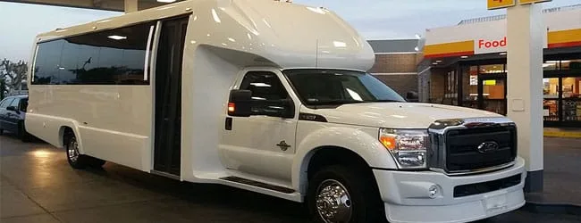 Ford F550 Newport Party Bus, available with a chauffeur in Los Angeles